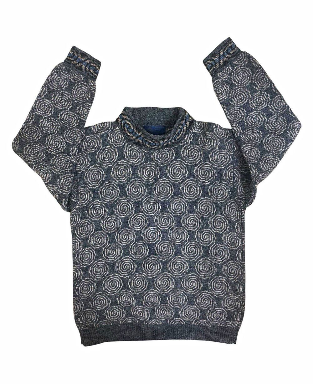 Vintage Heather Knits Scotland Pure Wool Celtic Fair Isle Swirl Sweater S M